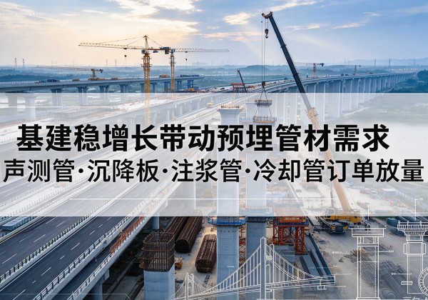 江北区基建稳增长带动预埋监测管材需求，声测管、沉降板、注浆管订单持续放量